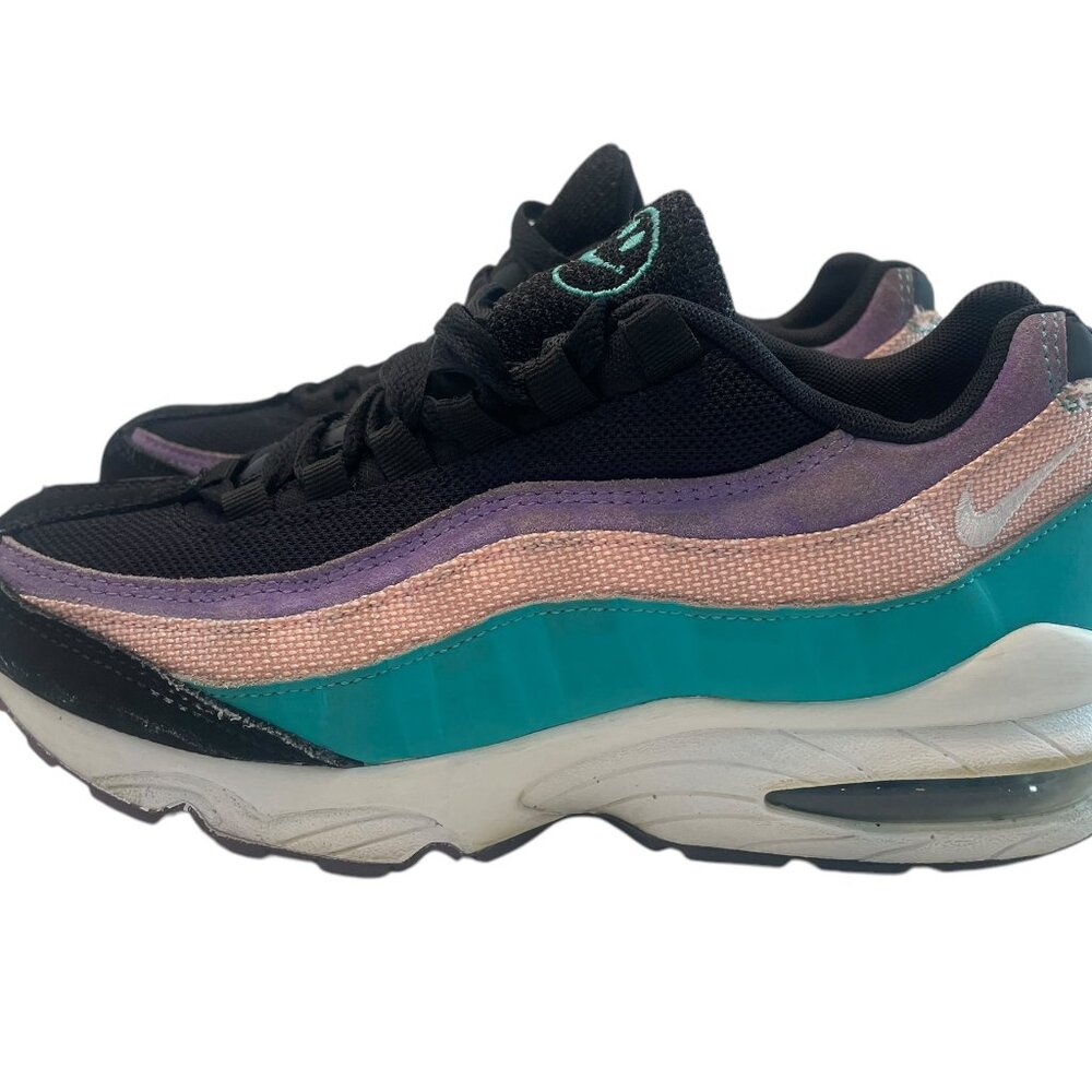 Nike Air Max 95 Hyper Jade 6.5Y Black Purple Athletic Running Shoes Sneakers